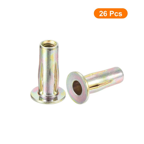 Multi Grip M4 Rivet Nuts Kit With Flat Head Carbon Steel Pre Bulbed Shank Threaded Insert Nuts Zinc Plated Finish 26 Pcs Uxcell