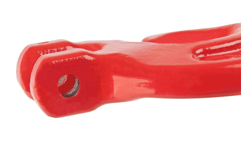 Close-up of red 5/16 Inch Logging Chain Choker Hook G80 2 Tons Capacity 4500 Lbs Working Load Limit