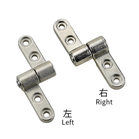 Pair of left and right 360-degree damping hinges with cylindrical dampers and 3-hole mounting plates.