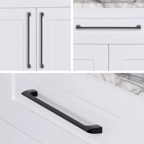 15 Pack Flat Black 10 Inch Hole Center Solid Metal Cabinet Handles For Kitchen And Bathroom Drawer Pulls Durable Stainless Steel Zinc Alloy