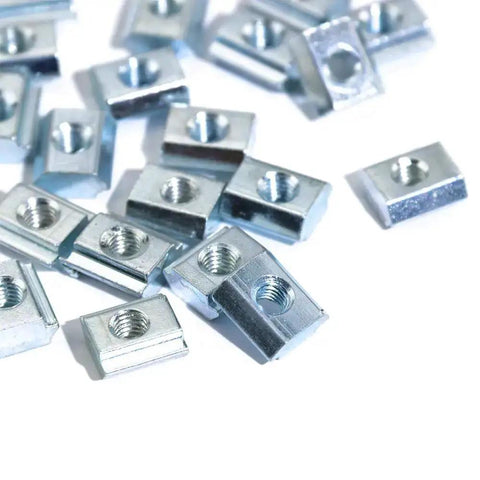 50 Pieces M3 Slide In T Nuts Tee Sliding Nut For 2020 Series Aluminum Extrusion Profiles With 6mm Slot Silver Finish scattered