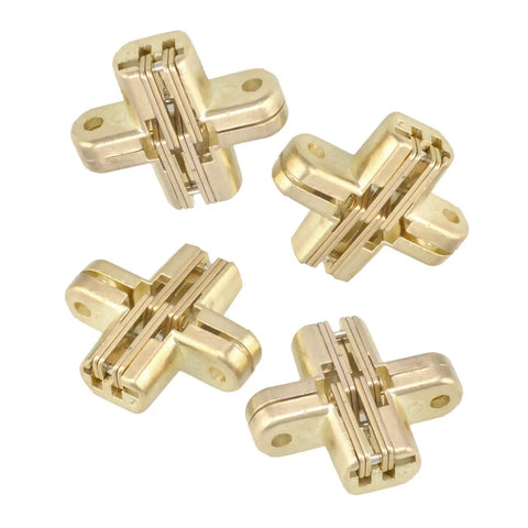 Ultra Thin 41x36mm Hidden Cross Concealed Hinge Set Of 4 For Frameless Kitchen Cabinets And Folding Doors Invisible Hardware