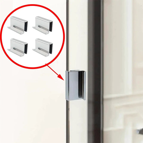 Glass Door Clip On Handles 4 Pack Stainless Steel Cabinet Pulls 1.6 Inches Long 0.75 Inches Wide Fits Glass 5 Mm To 6 Mm Thick