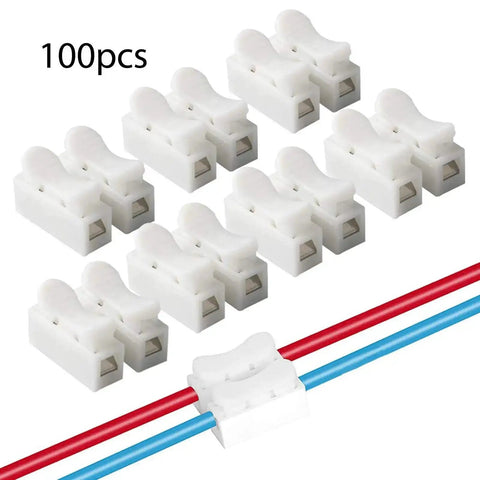Image of 100 Pack CH2 Spring Wire Connectors for Electrical Wiring, Premium PP Material, Quick Clamp Terminal Blocks, 220V 2A.