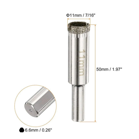 Premium Diamond Drill Bit Set For Tile Cutting 5 Pieces 11mm 7 Sixteenth Inch Glass Ceramic Marble Porcelain Tile Quartz Gemstone With Durable 6.6mm Shank For Precision Holes In Ceramic Tile Aquariums HARFINGTON close-up