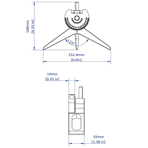 Technical drawing of Magnetic Pipe Centering Head Workhorse for 2-inch and up pipes showing dimensions and features.