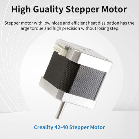 Creality 42-40 stepper motor for 3D printers, silver housing with black windings, X/Y/E axis compatible