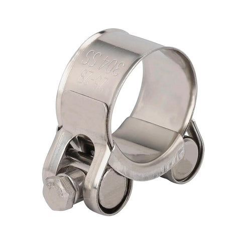 Four Pack 1.05 Inch T Bolt Hose Clamps 304 Stainless Steel Heavy Duty Turbo Intake Clamp with flanging design, front view