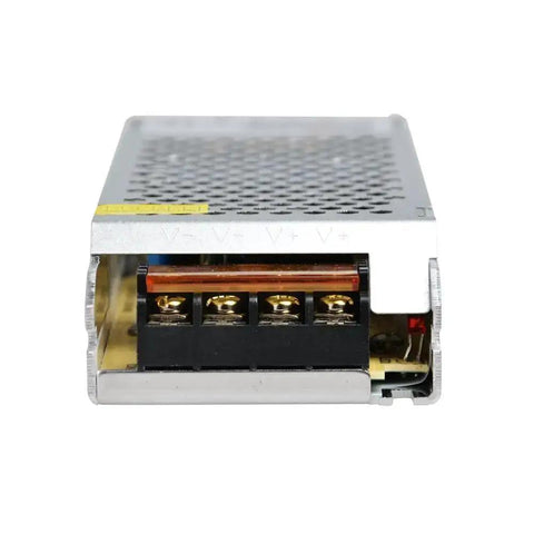 Front view of Beefy 24V DC LED Driver Switch Mode Power Supply 150W 6A AC DC Transformer with visible terminals for indoor LEDs