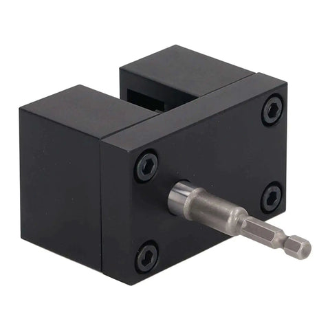 Close-up of Power Assisted Impact Crimper For Duct Swaging And Hydraulic Hose High Speed Steel Crimp Tool with drill attachment.