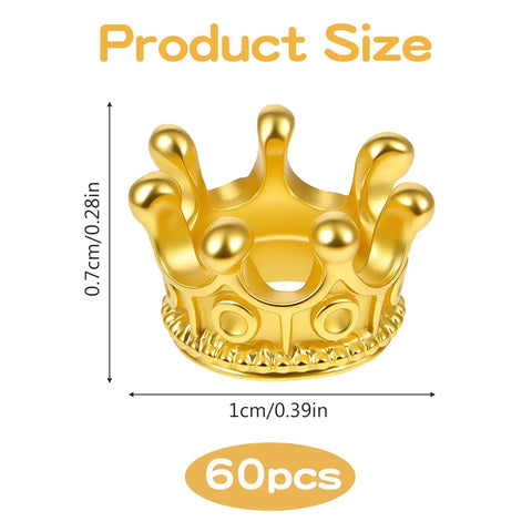 Gold metal mini crown charm from 60 Pcs Crown Charms Set In Gold And Silver For DIY Jewelry Making Crafts Large Hole Crown Beads 1cm By 1.7cm