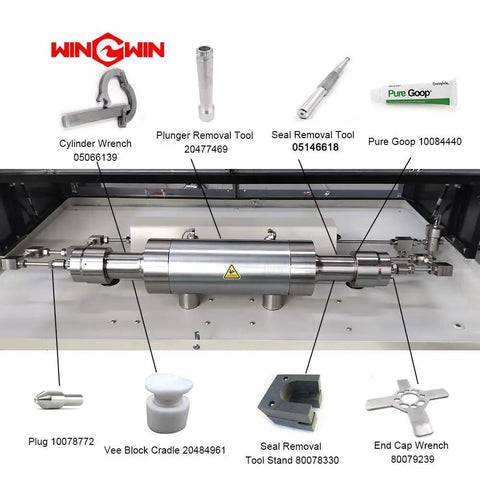 Proximity Switch For Waterjet 100HP And 100S Machines, parts layout with tools and components, product code labels visible