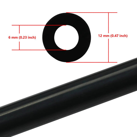 Ucreative silicone vacuum tubing and black washer; 1/4 in ID (6 mm) shown with 12 mm OD