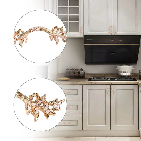 Antique Rose Gold Zinc Alloy Cabinet Pulls Set Of 10 For Farmhouse Kitchens And Vintage Dressers, 2.5 Inch, installed on white cabinets