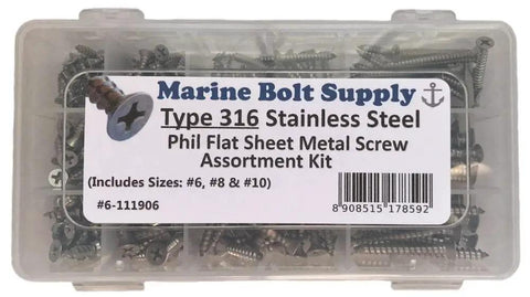 316 Stainless Steel Phillips Drive Flat Head Sheet Metal Screw Kit For Marine And Outdoor Projects Corrosion Resistant Top Grade Assortment