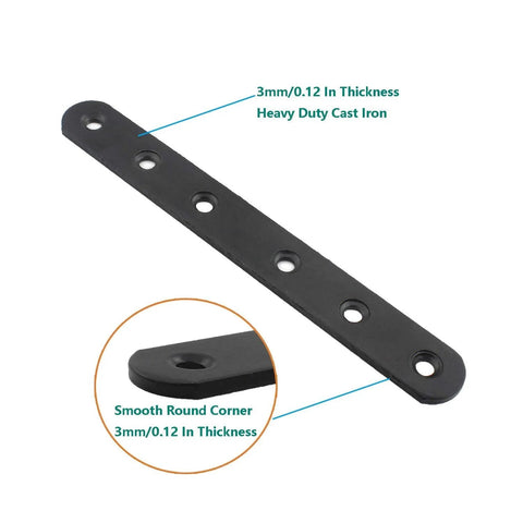 4 Pack Flat Mending Plate For Wood Ulifestar Black Iron Flat Straight Brace Brackets Metal Repair Fixing Wood Brace Joining Plates