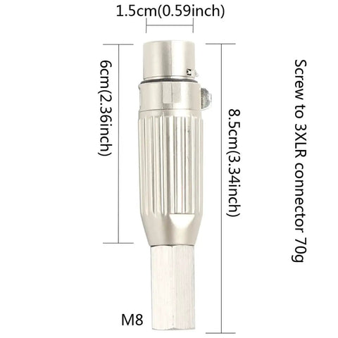 Stainless Steel M8 304 3 Pin XLR End Connector For Reciprocating Linear Actuator DIY Build And Industrial Cable Adapter, 8.5cm length