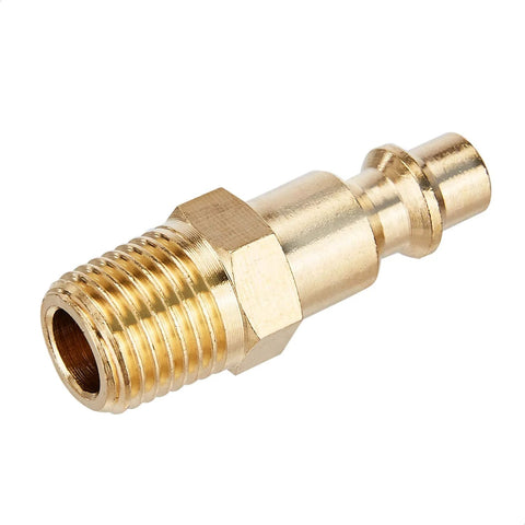 Brass air quick-connect coupler with 1/4 inch NPT threads and plug end, Amazon Basics