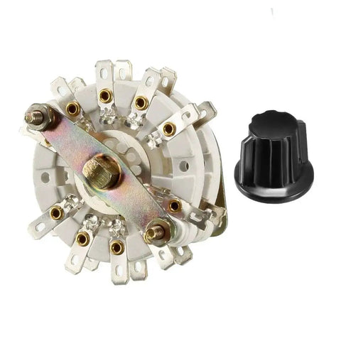 Four Pole Four Position Rotary Switch With Knob, Band Selector, Two Deck, 20 Contacts, Mount Hole 9.7mm, Shaft 6mm, DIY Electronics