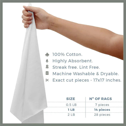 Lint Free Cotton Cloth Rags For Staining Wood And Cast Iron, Painting, Dusting And Cleaning, Soft 100 Percent Jersey Knit Cotton