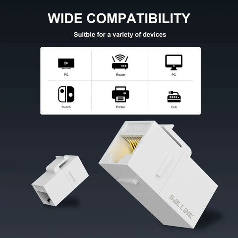 Cat6 RJ45 Keystone Coupler 25 Pack Female to Female UTP Inline Jack for Ethernet compatibility with devices like PCs and routers