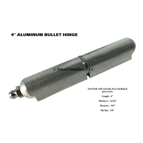 4 Inch Aluminum Weld On Bullet Hinge With Stainless Steel Bushing And Pin And Grease Zerk Fitting For Lubricated Weld On Installations
