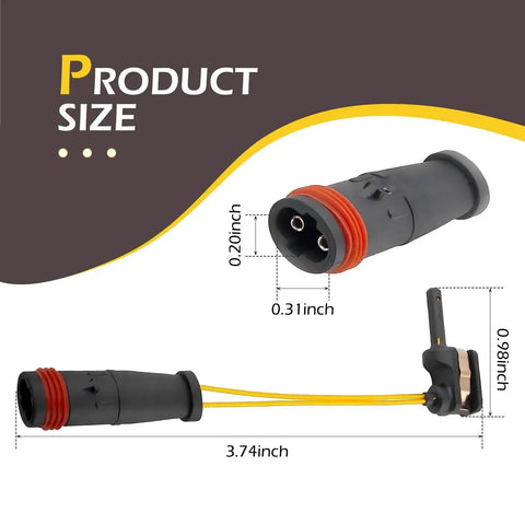 Zeathery 4‑pc brake pad wear sensor, black housing with red seal and yellow twin wires for Mercedes E‑class.