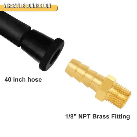 UHARBOUR manometer gas pressure tester brass 1/8 NPT fitting with barbed hose connection, 40-inch hose