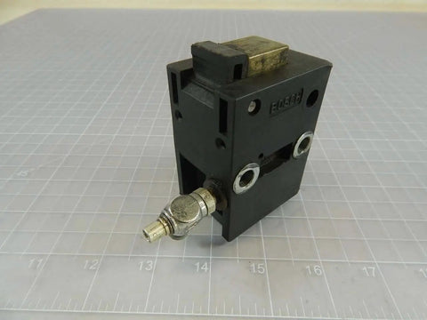 Single unit Stop latch with proximity sensor CLAMP 310A for industrial gate safety interlock switch, front angle view