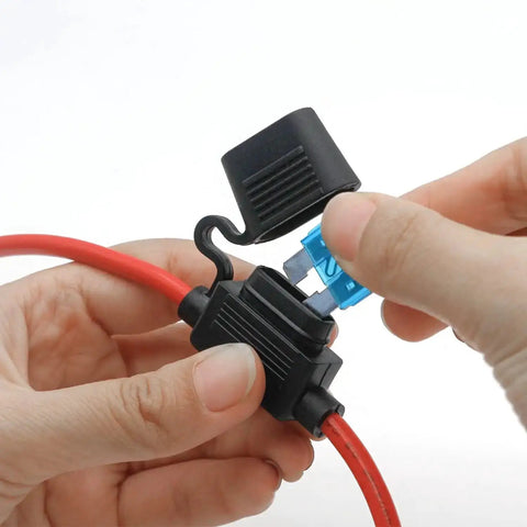 Inline Automotive Blade Fuse Holder Kit With 24 Car Fuses Pack Of 5 Heavy Duty Quick Attach Circuits being installed