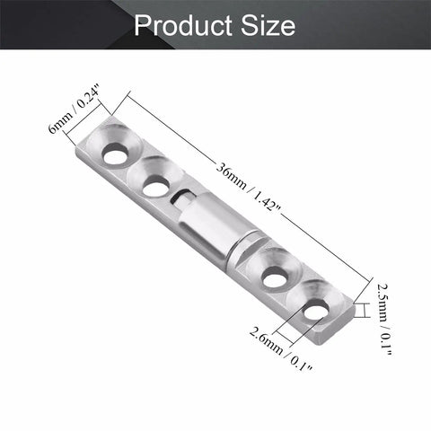 Diagram of Iron Nickel Plated Torque Type Friction Positioning Hinge Silver Tone With 4 Mounting Holes 36 x 6 x 2.5mm