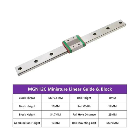 1 Rail And MGN12C Block Linear Slide Set For 3D Printers And CNC Projects 550mm Long Plug And Play Package For Pro Grade Precise Motion