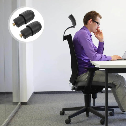 Two Pack Knob Clamping Jig With Spring Mechanism for Computer Chair Swivel Base Tray shown near office chair in use.