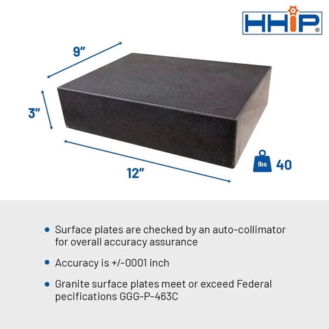 Granite Surface Plate With Precision Ground Top For Ultra Flatness And Stability Grade B Metrology Plate 12 Inch By 9 Inch By 3 Inch