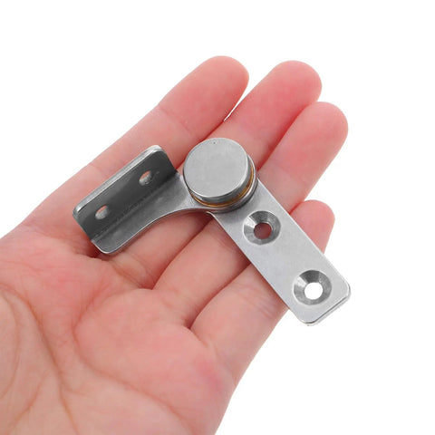 A hand holding a 2 Pack 304 Stainless Steel Damping Friction Hinge Set With Positioning Stop for Cabinets and Equipment, L Shaped Phi16 2.0 Nm Torque.