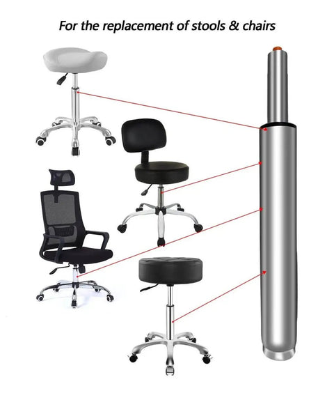 14 To 22 Inch Adjustable Gas Lift Cylinder For Office Chair And Gaming Stool Replacement Parts shown with compatible chairs