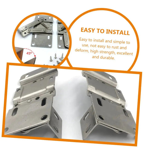 4 Pack Hidden Spring Hinges For Cabinets With Drop Leaf Support Easy To Install And High Load Bearing Capacity shown in metal