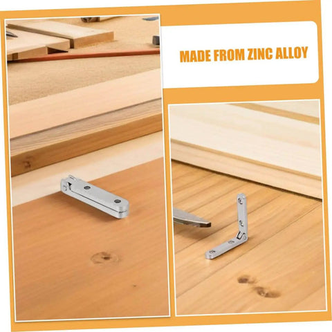 12 Pack Zinc Alloy 90 Degree Folding Hinges For Jewelry Boxes And Small Cabinets, showing minimalist design against wood