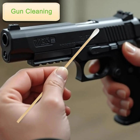 Long Wooden Cotton Swabs With Sturdy Wood Handles For Precise Cleaning And Makeup Application used for gun cleaning