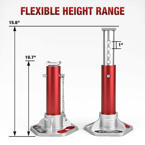 3 Ton Aluminum Jack Stands With Locking Pins, Lightweight and Portable for Cars, SUVs, and Light Duty Trucks, height adjustment