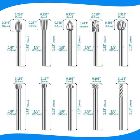 Pro Grade Twenty Piece Wood Engraving Router Bit Set With One Eighth Inch Shank Three Millimeter Burrs HSS High Speed Steel