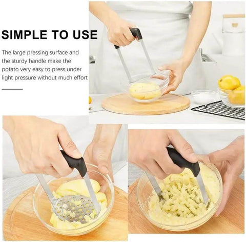 Stainless Steel Potato Masher With Integrated Design And Crinkle Cutter Easy Wide Grip Kitchen Tool For Mashing Potatoes