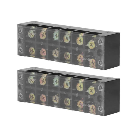 2 Pack 60A 600V Terminal Strip With Clear Cover Dual Row Screw Clamp Wire Terminal Block For Bridge Lighting And Factory Electrical Cables No Fuss DIY Wiring, side view