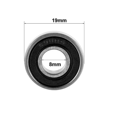 698-2RS Double-Sealed Deep Groove Ball Bearings 8mm x 19mm x 6mm Carbon Steel front view with size measurements