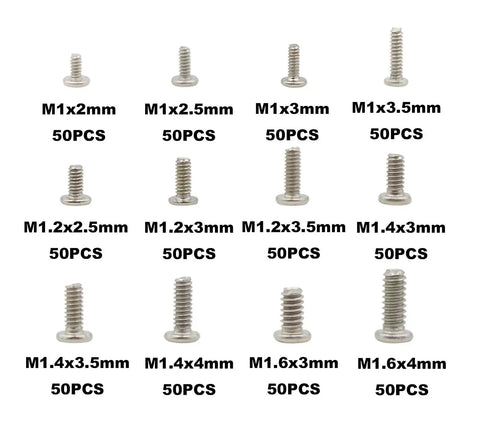Go To Metric 12 Size Phillips Flat Head Screw Set With Magnetic Ni Plated Steel Handy Tiny Screws Kit Includes M1 M1.2 M1.4 M1.6 Sizes And Mixed Lengths From M1x2mm To M1.4x4mm For Electronics DIY And Small Repairs with labeled screws