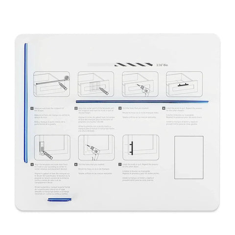 Instruction guide for Cabinet Handle Drill Template Kit With Knob And Pull Templates And Three Sixteenth Inch Drill Bit, Drawer Pull Drill Guide
