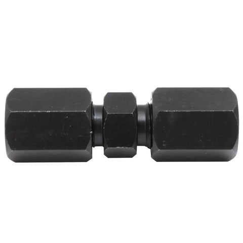 Leak Tight Built Tough One Quarter Inch High Pressure Compression Union For Steel Tubing Up To Five Thousand PSI Black Oxide Coated Steel.