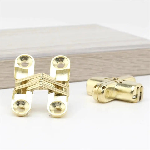 Two Piece Folding Table Zinc Alloy Gold Cross Invisible Hinge Dining Table Hardware Set 180 Degree Hidden Hinge White Finish 2 Pack Durable Construction