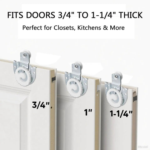 12 Piece Sliding Closet Door Hardware Kit With Rollers, Hangers, Knobs, Adjustable Hooks And 24 Screws, fits doors 3/4 to 1-1/4 inch thick