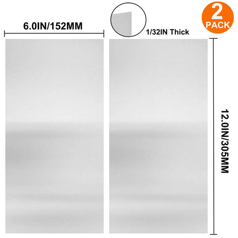 Top-Quality 304 Stainless Steel Sheets Set Of 2 - Each 6 By 12 Inches And Super Slim At 1/32 Inch Thick, 20 Gauge Or 0.8mm With Stylish Snow Frosted Finish, Ideal For Kickass Diy Crafting, Stovetop Fixes, And Everyday Home Projects, Offering Rock-Solid